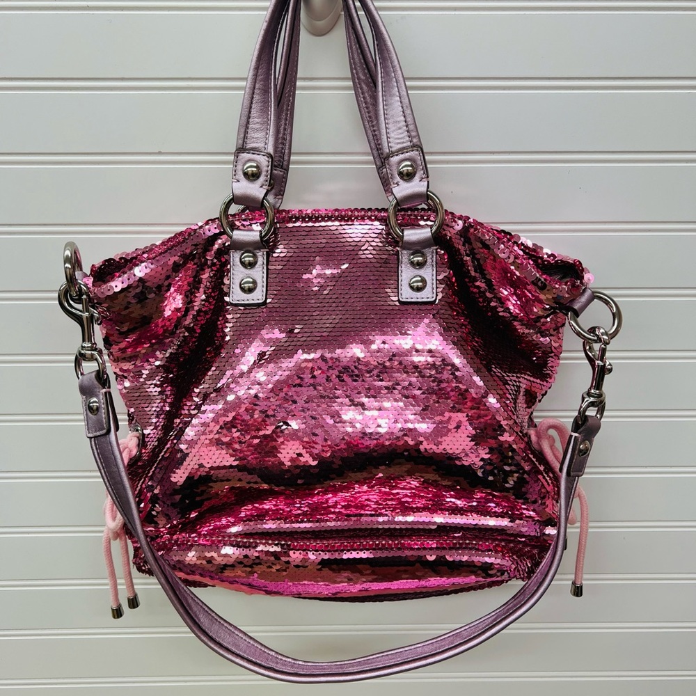 Coach Pink Sequin Tote Bag - Picture 7 of 9